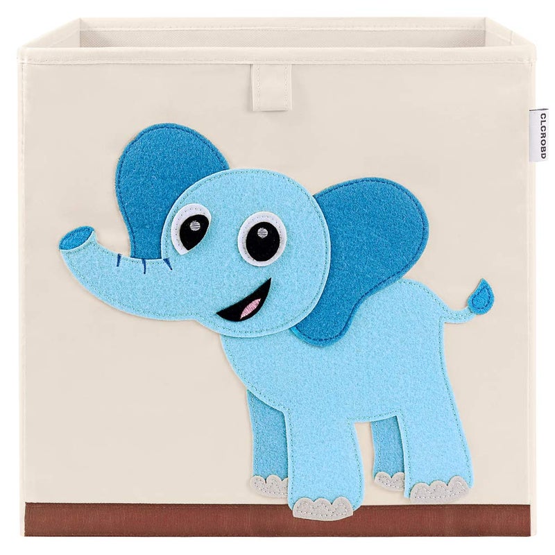 CLCROBD Foldable Animal Cube Storage Bins Fabric Toy Box/Chest/Organizer for Kids Nursery, 13 inch (Elephant) - Image 1